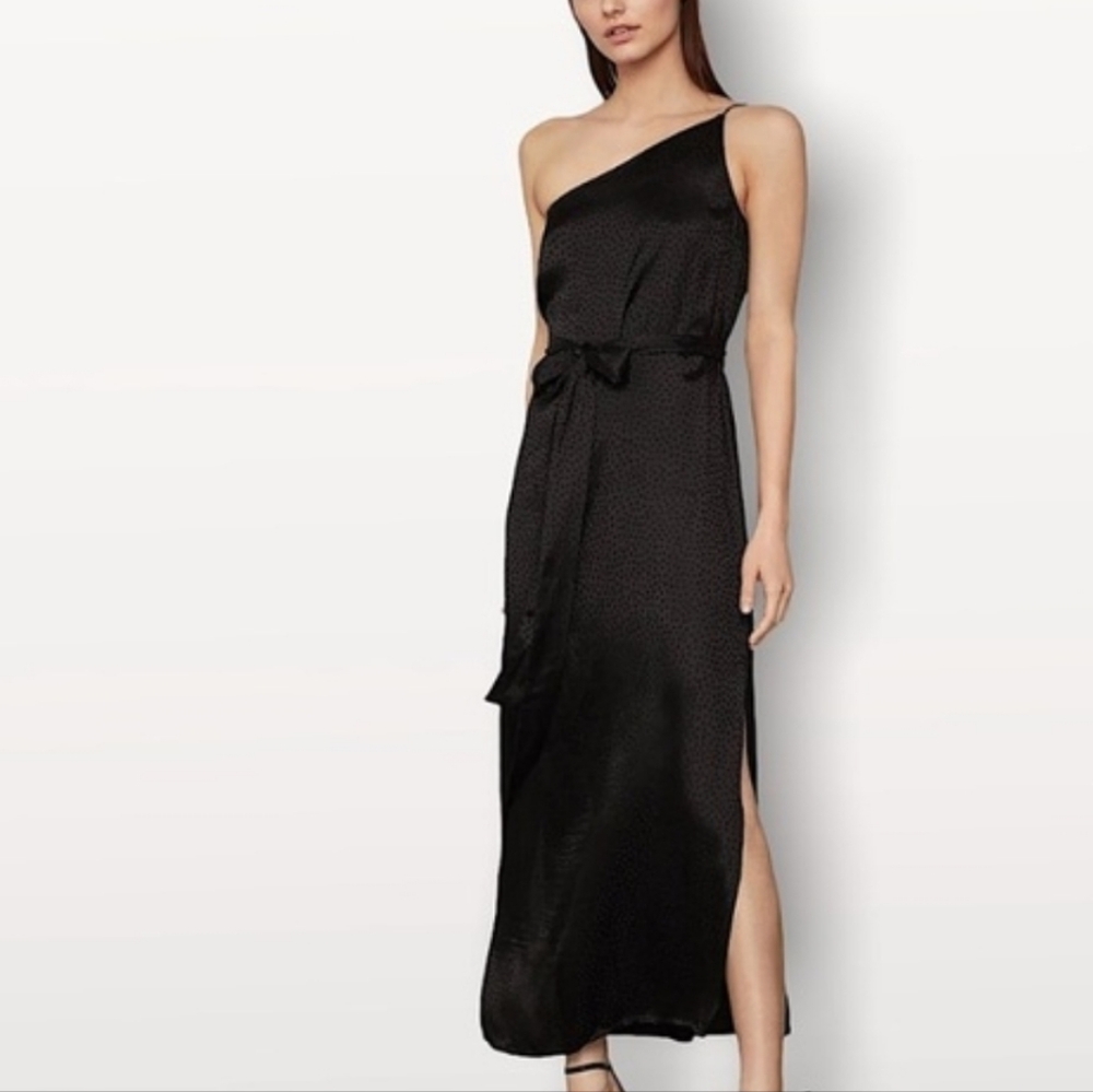 NWT BcbgMaxazria One Shoulder Midi Dress Black Size Small
